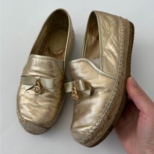 Michael Kors Gold Leather Espadrilles Size US 6 Women’s Pre Owned